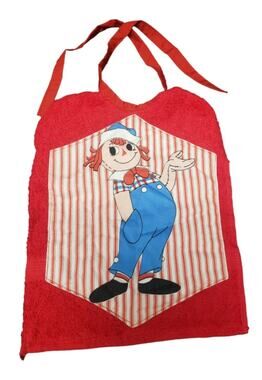 Raggedy Ann & Andy Red Baby Bib | Ties in the Back | Towel Terry Cloth Material